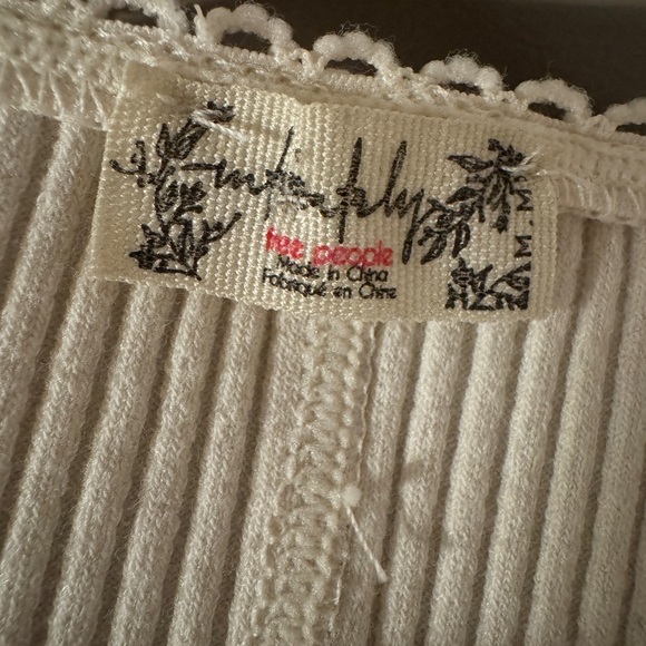 Free People Ivory Button-Down Ribbed Top - Picture 2 of 4